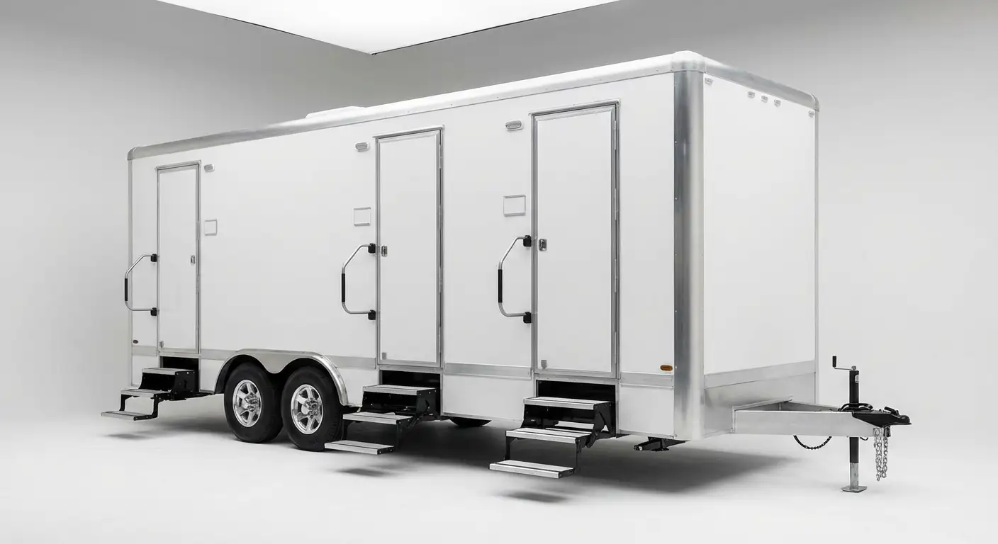 Climate controlled restroom trailer interior features in Delton, MI