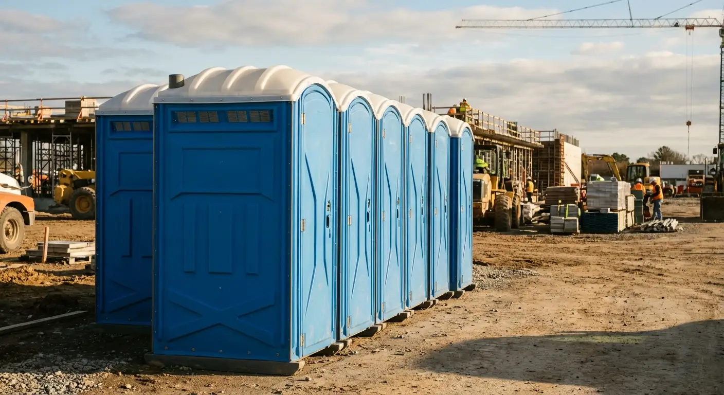 Luxury restroom trailer rental background in Delton, MI